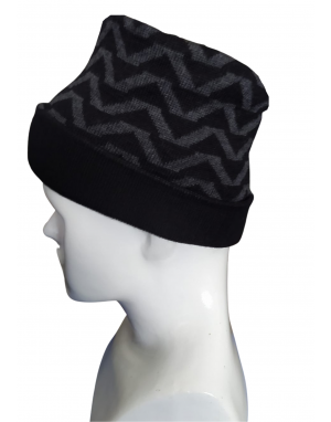 Pure Wool Cap Reversible zikzak design cap black 